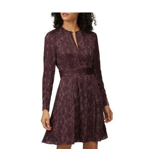 Equipment women’s dress Jenava Keyhole Long Sleeve purple w/pockets 12